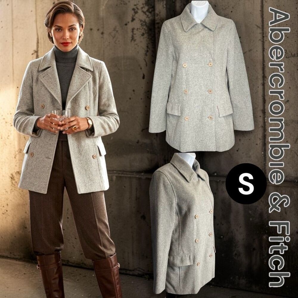 Abercrombie & Fitch Gray Wool Blend Pea Coat Women’s Small Double Breasted